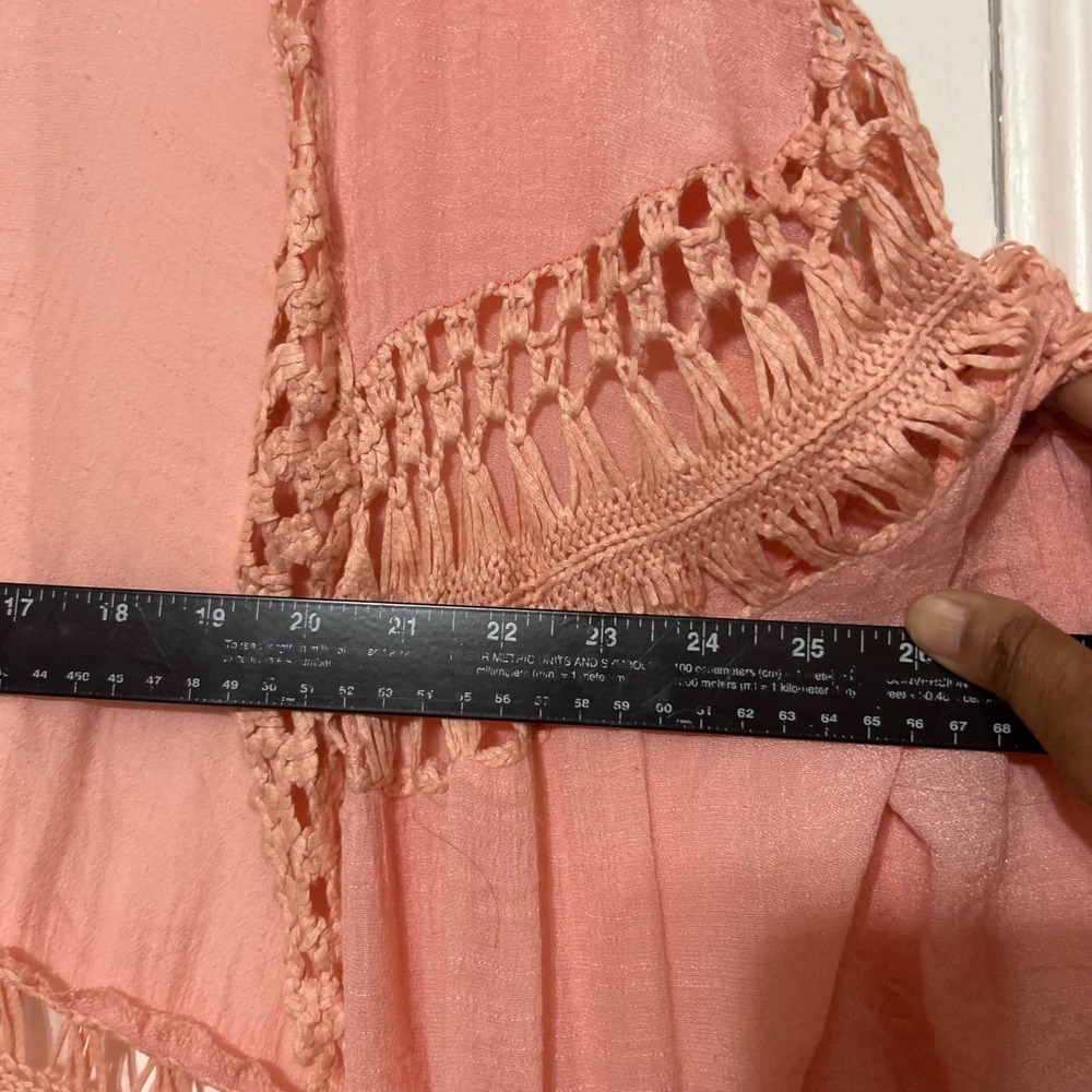 Do everything in love Peach Crochet Fringe Cardigan - Picture 6 of 9
